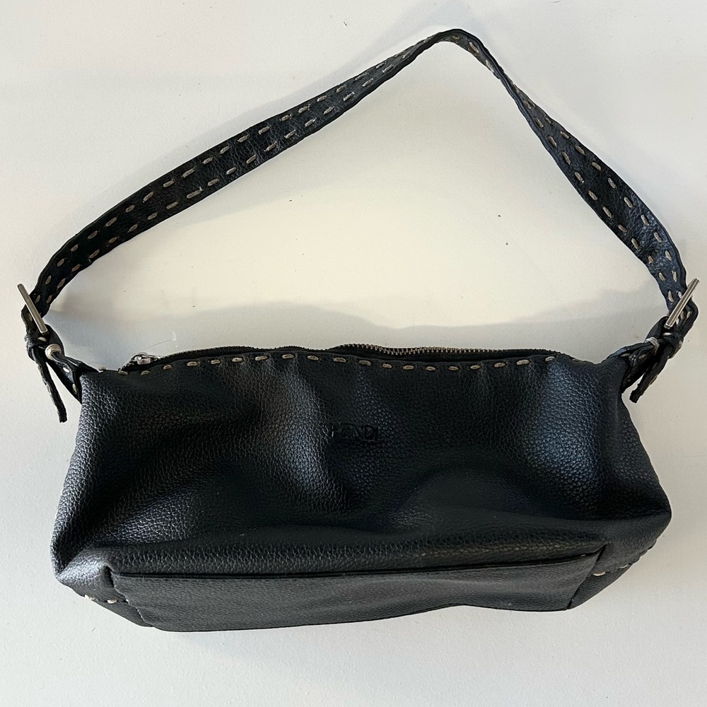 Fendi Black Textured Shoulder Bag
